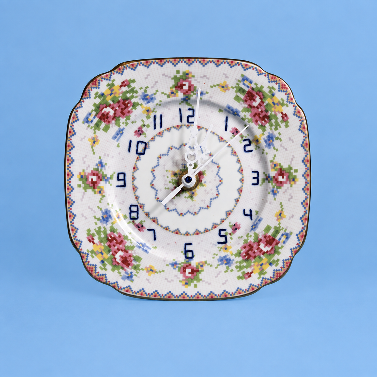 Needlepoint Plate Clock