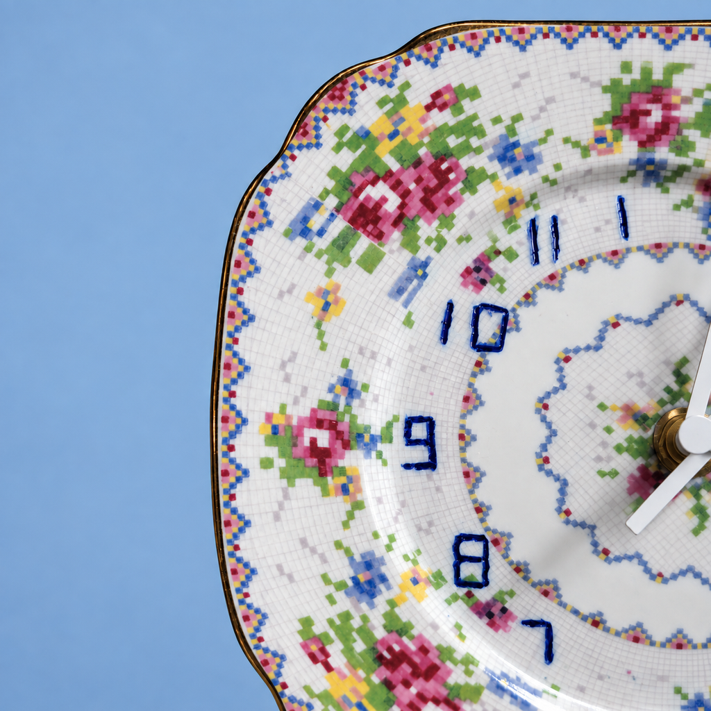 Needlepoint Plate Clock