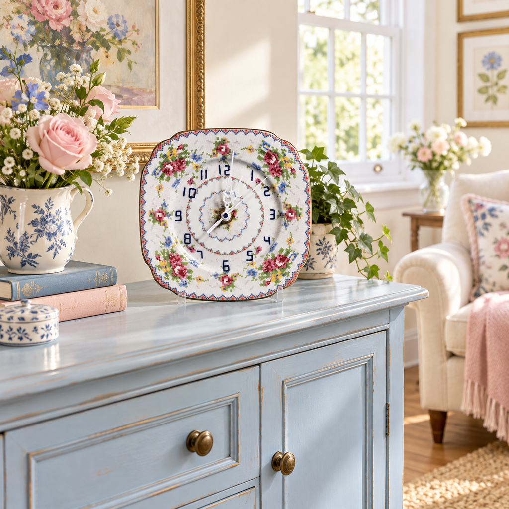Needlepoint Plate Clock