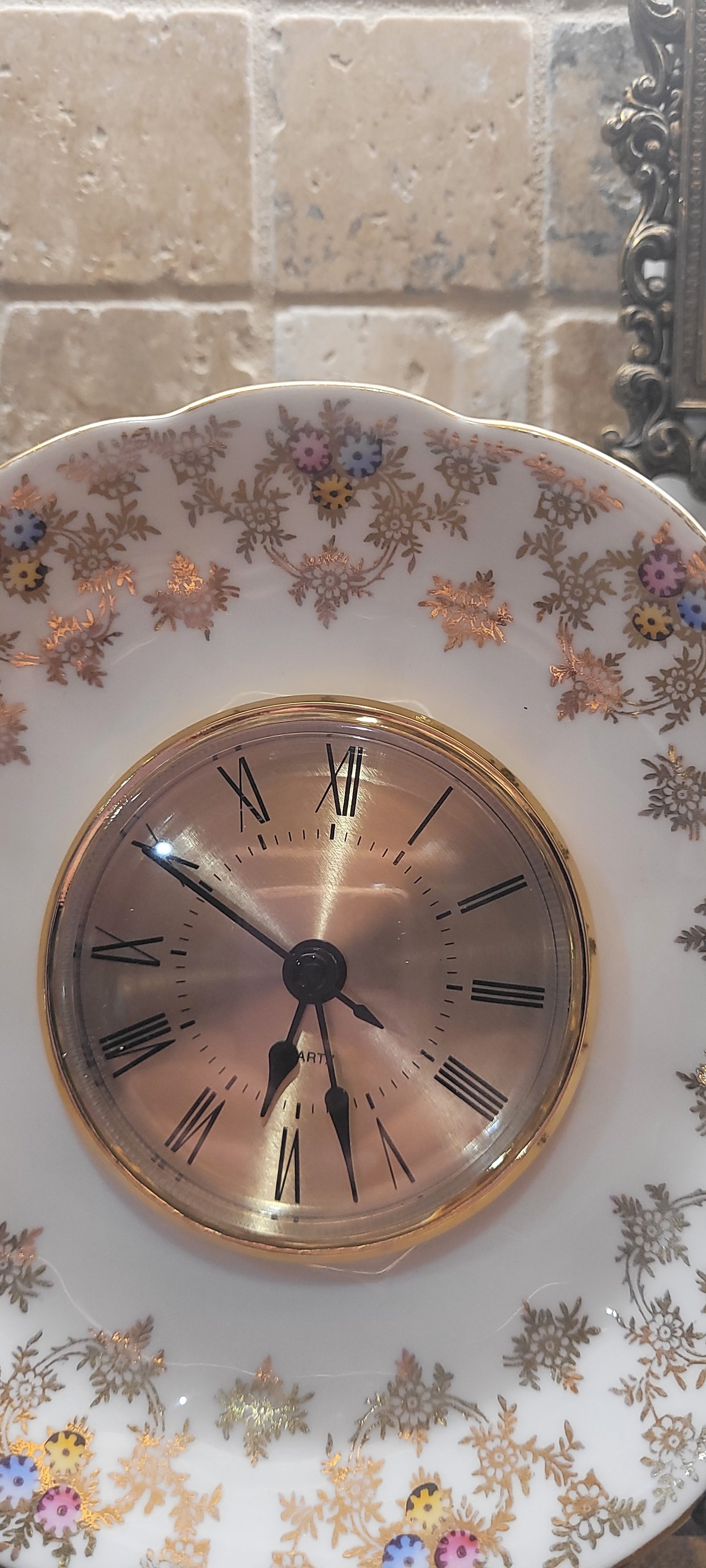 Vintage Floral Gold China Clock