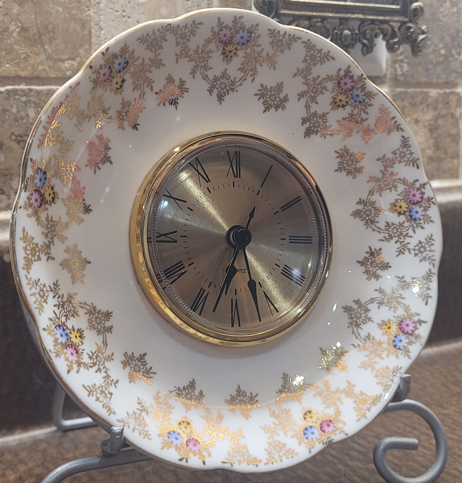 Vintage Floral Gold China Clock