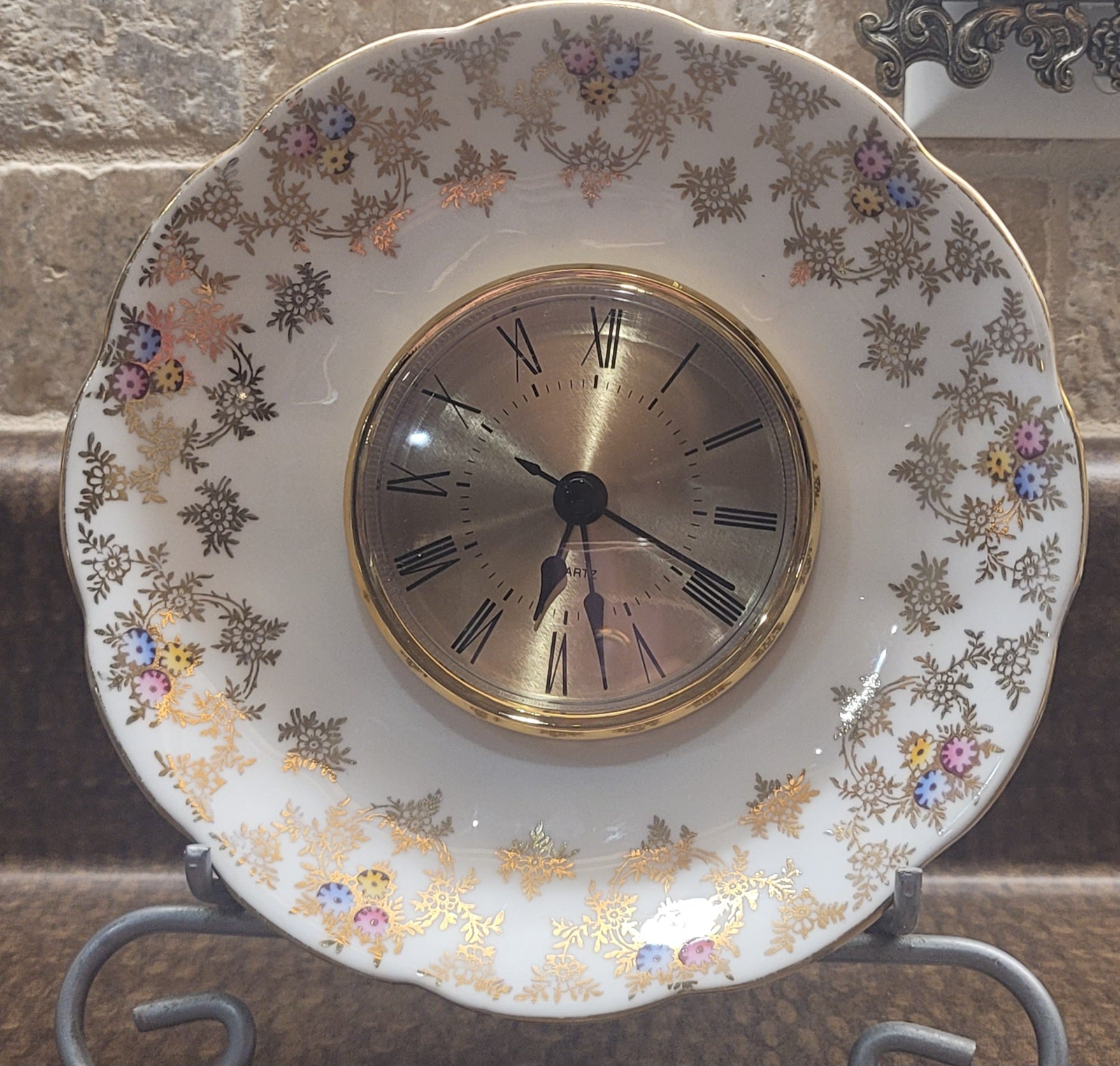 Vintage Floral Gold China Clock