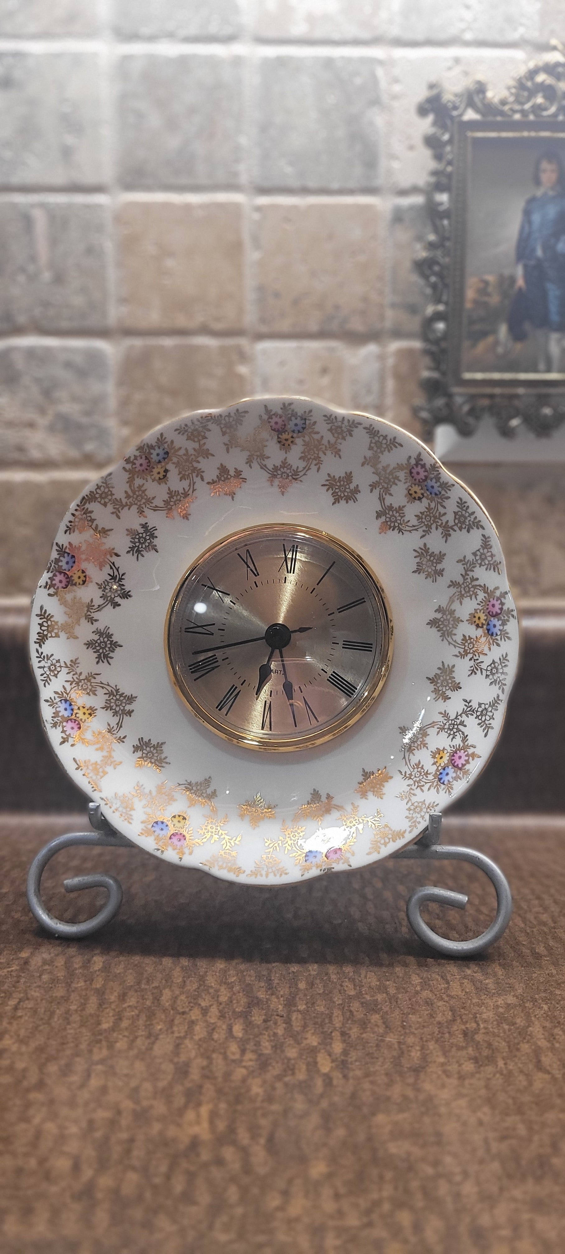 Vintage Floral Gold China Clock