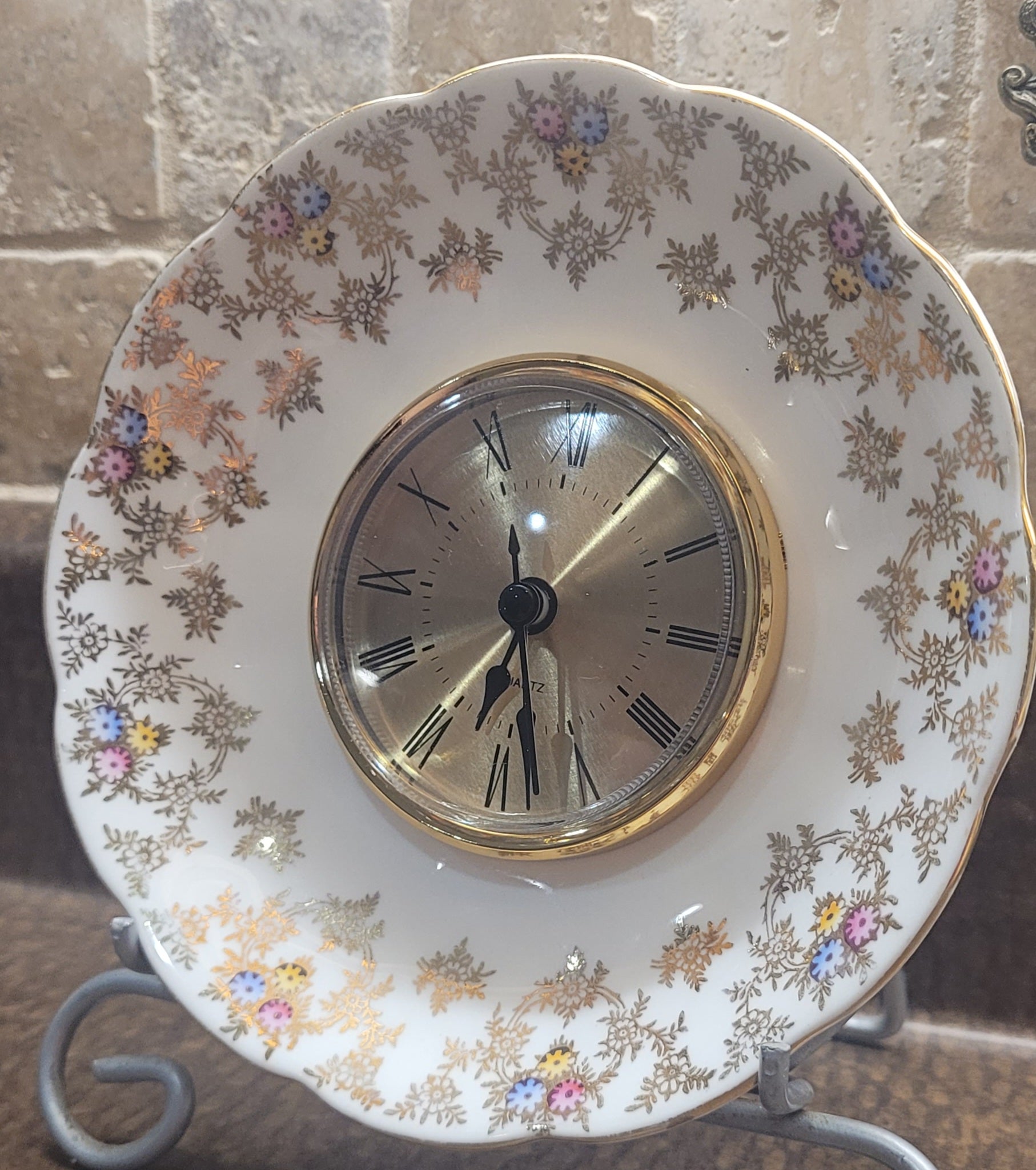Vintage Floral Gold China Clock